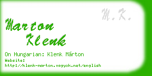 marton klenk business card