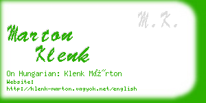 marton klenk business card